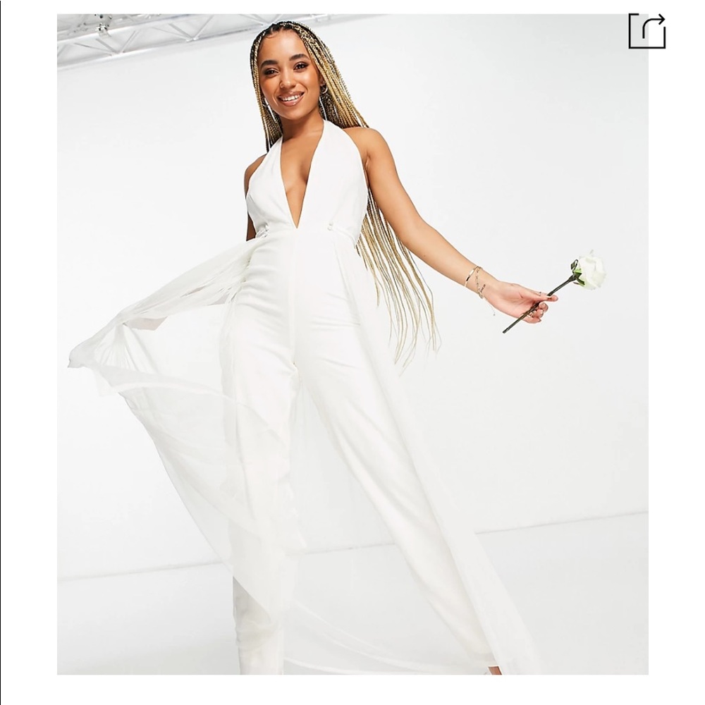 Starlet White Ivory Jumpsuit with removable tulle skirt